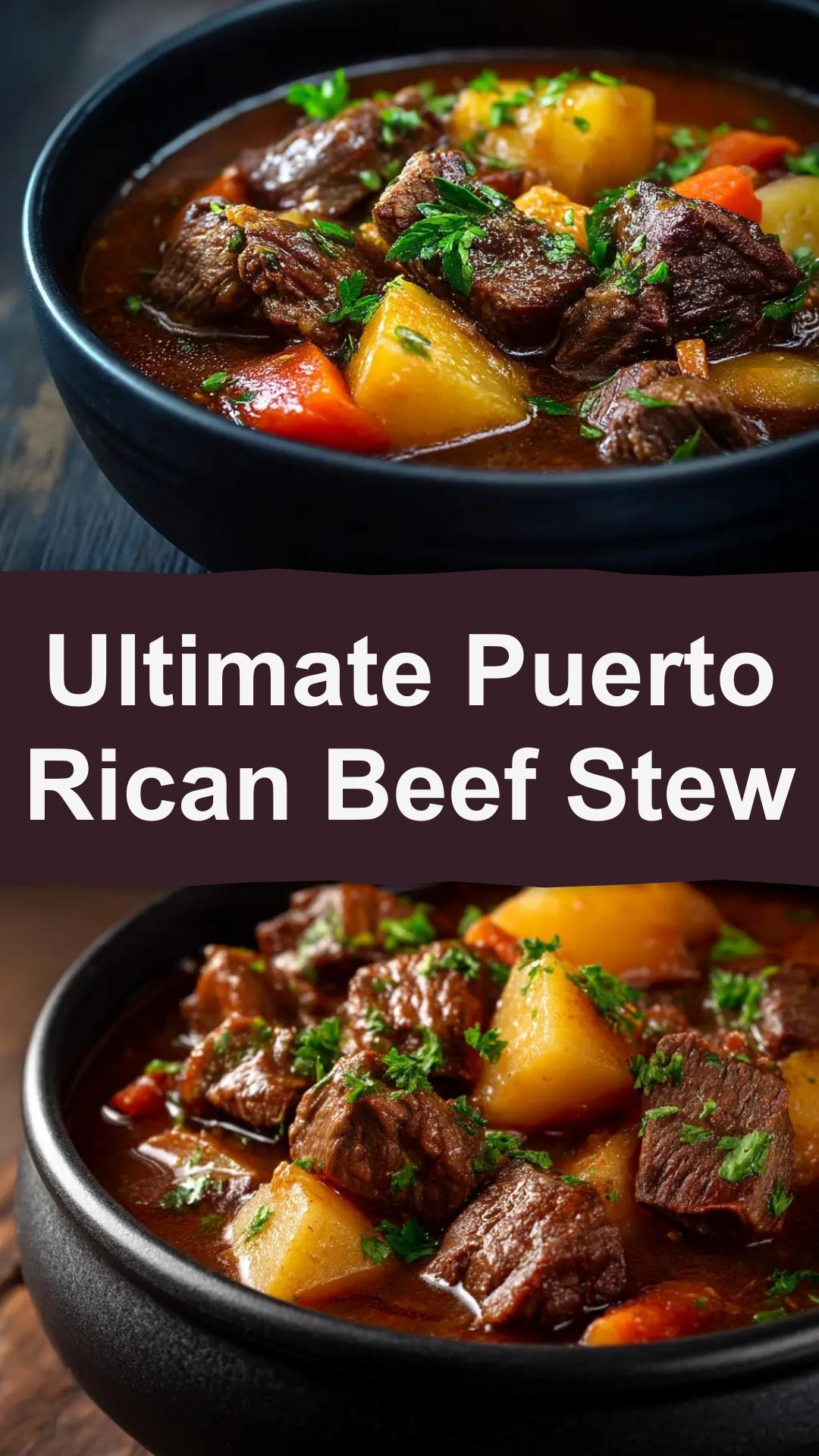 Puerto Rican Beef Stew with Sofrito and Olives — pin 1