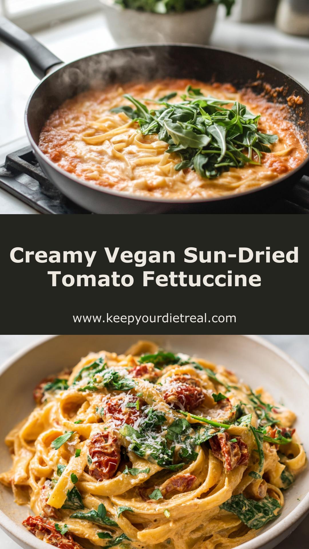 Vegan Sun-Dried Tomato Fettuccine with Creamy Coconut Sauce — pin 2