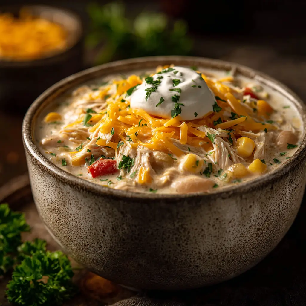 Crockpot White Chicken Chili with Lime and Cilantro