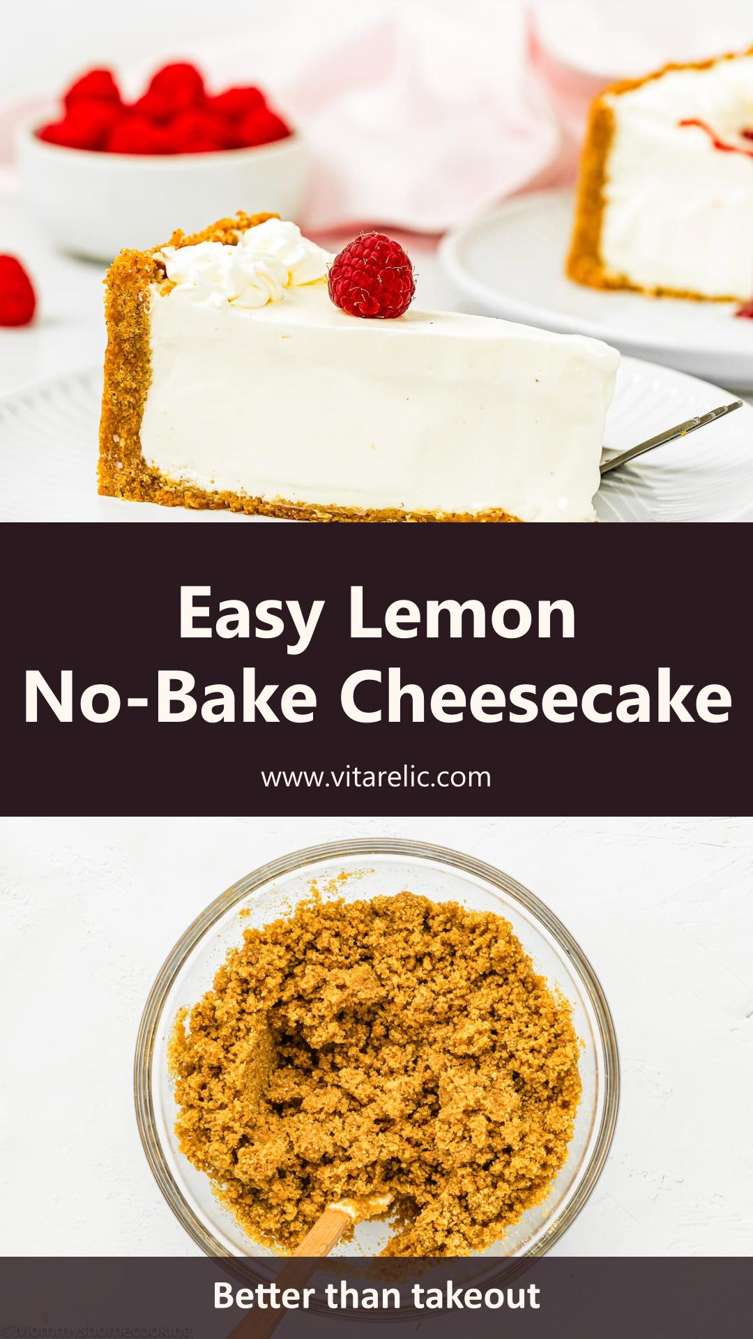 No-Bake Cheesecake with Full-Fat Cream Cheese and Tangy Lemon — pin 1