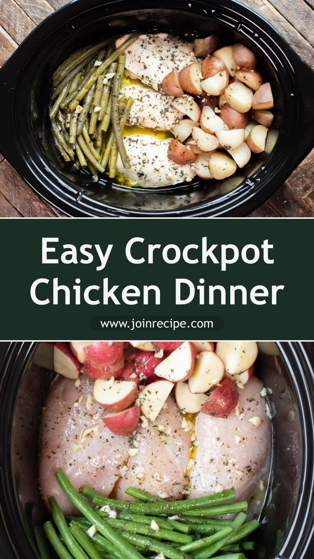 Crockpot Chicken, Potatoes, and Green Beans with Lemon Garlic Dressing — pin 1