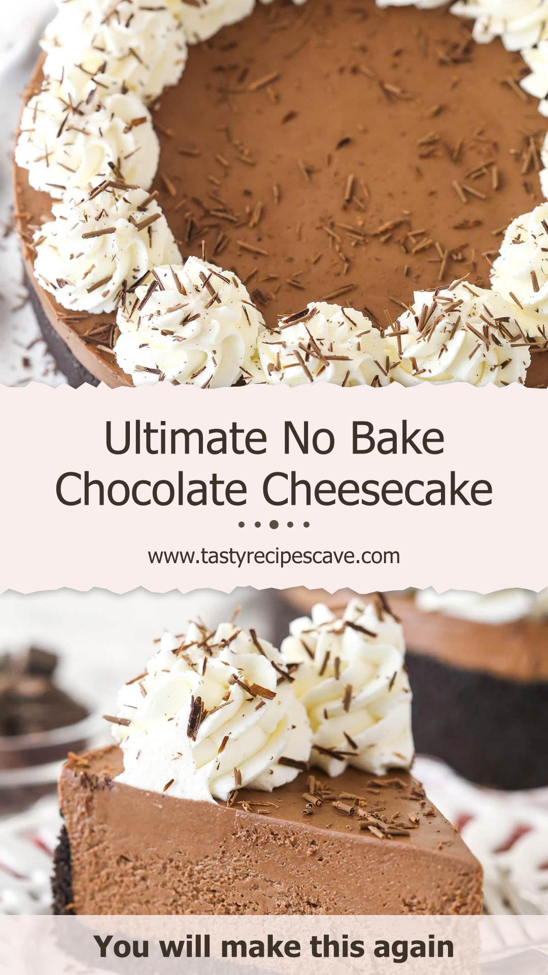 No Bake Chocolate Cheesecake with Oreo Crust — pin 1