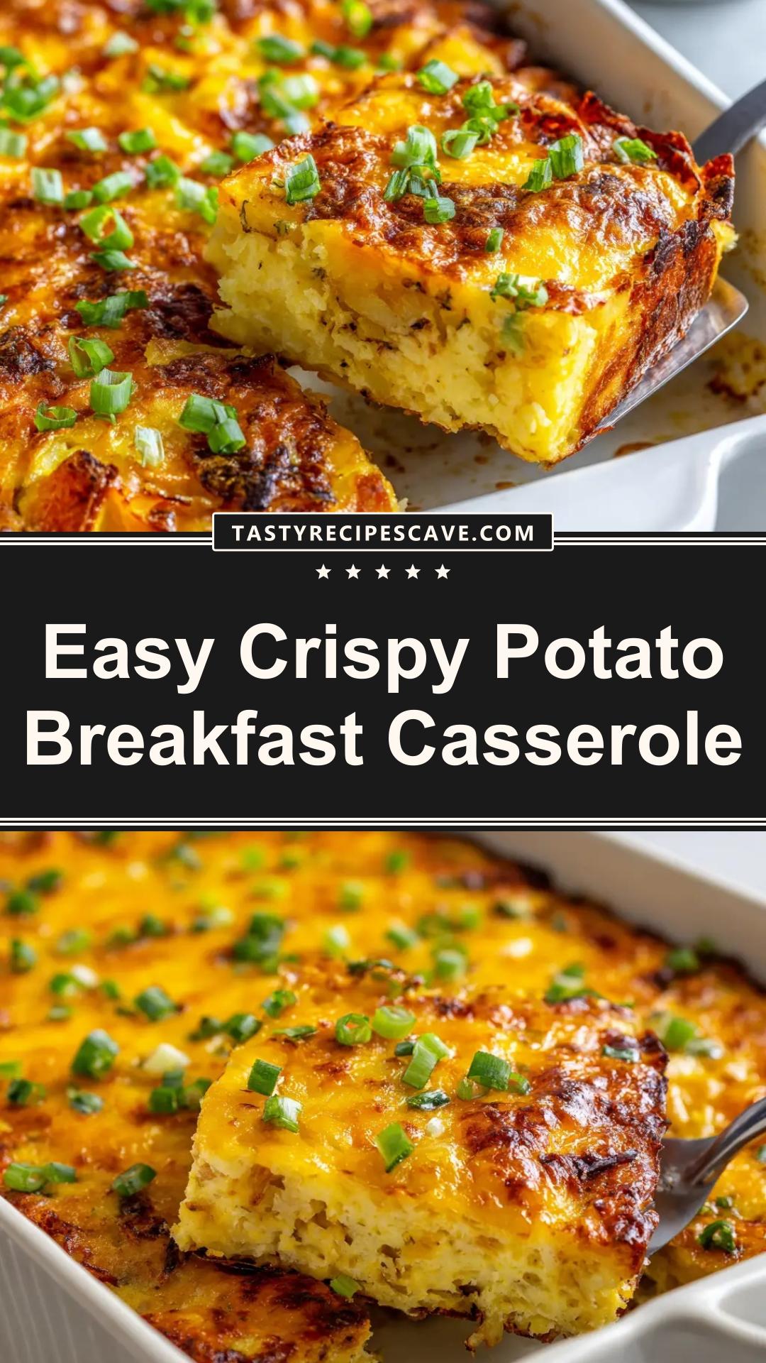 Crispy Potato Breakfast Casserole with Fluffy Eggs & Cheddar — pin 1