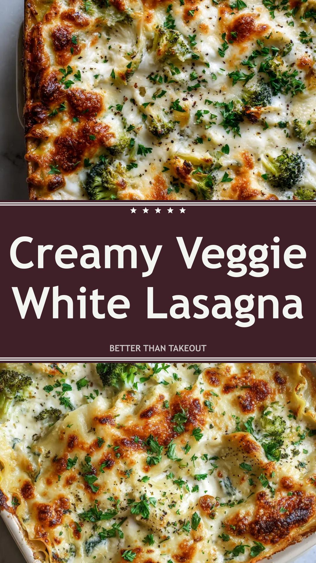 Loaded Veggie White Lasagna with Broccoli and Spinach — pin 2