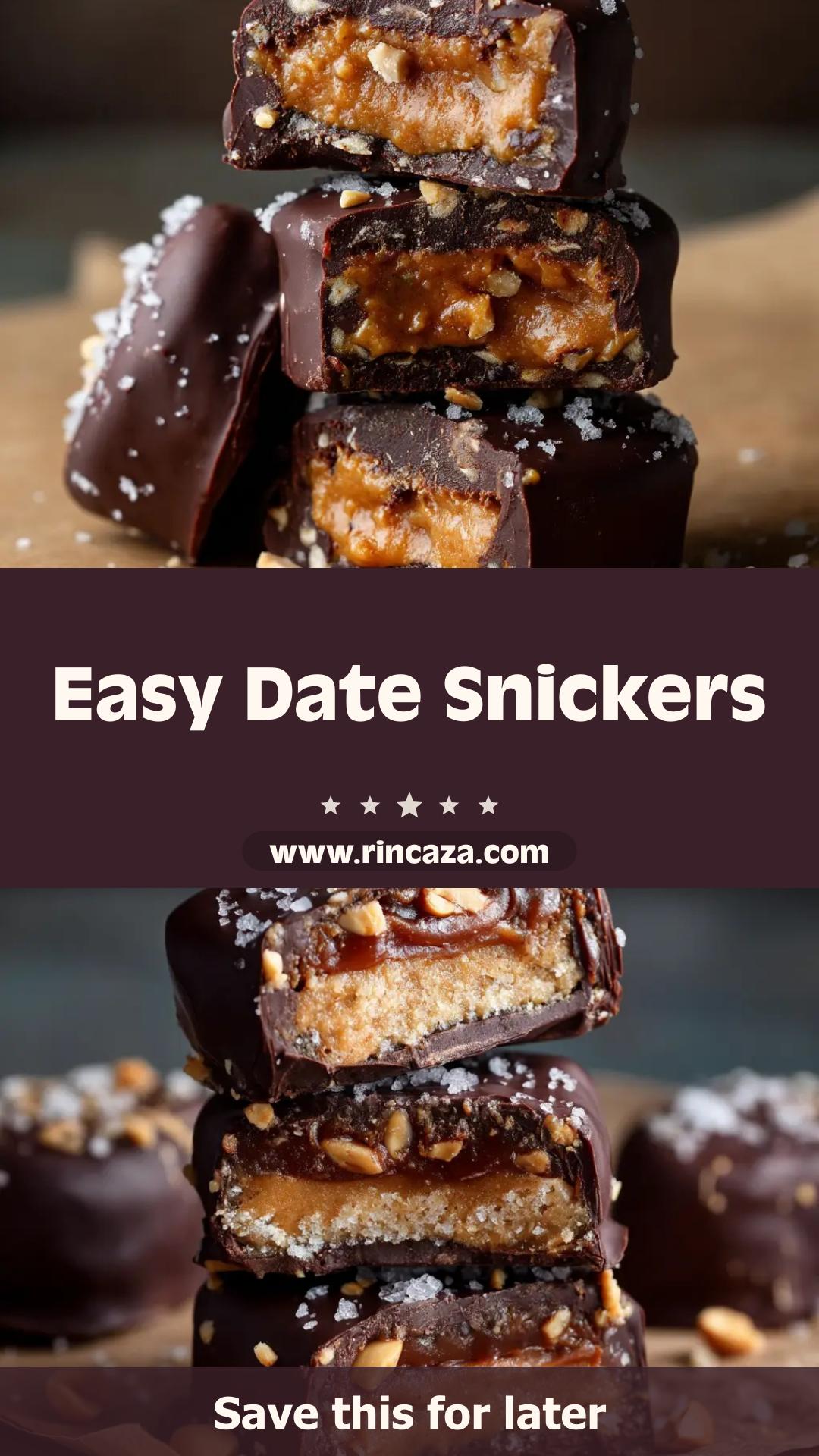 Date Snickers with Peanut Butter and Dark Chocolate — pin 1