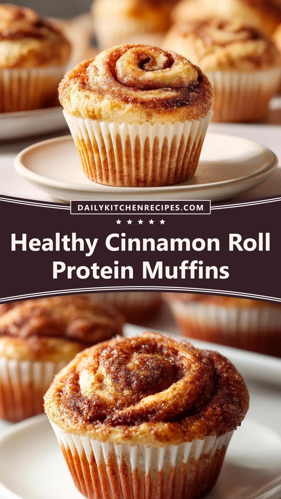 Cinnamon Roll Protein Muffins with Cinnamon Swirl and Glaze — pin 2