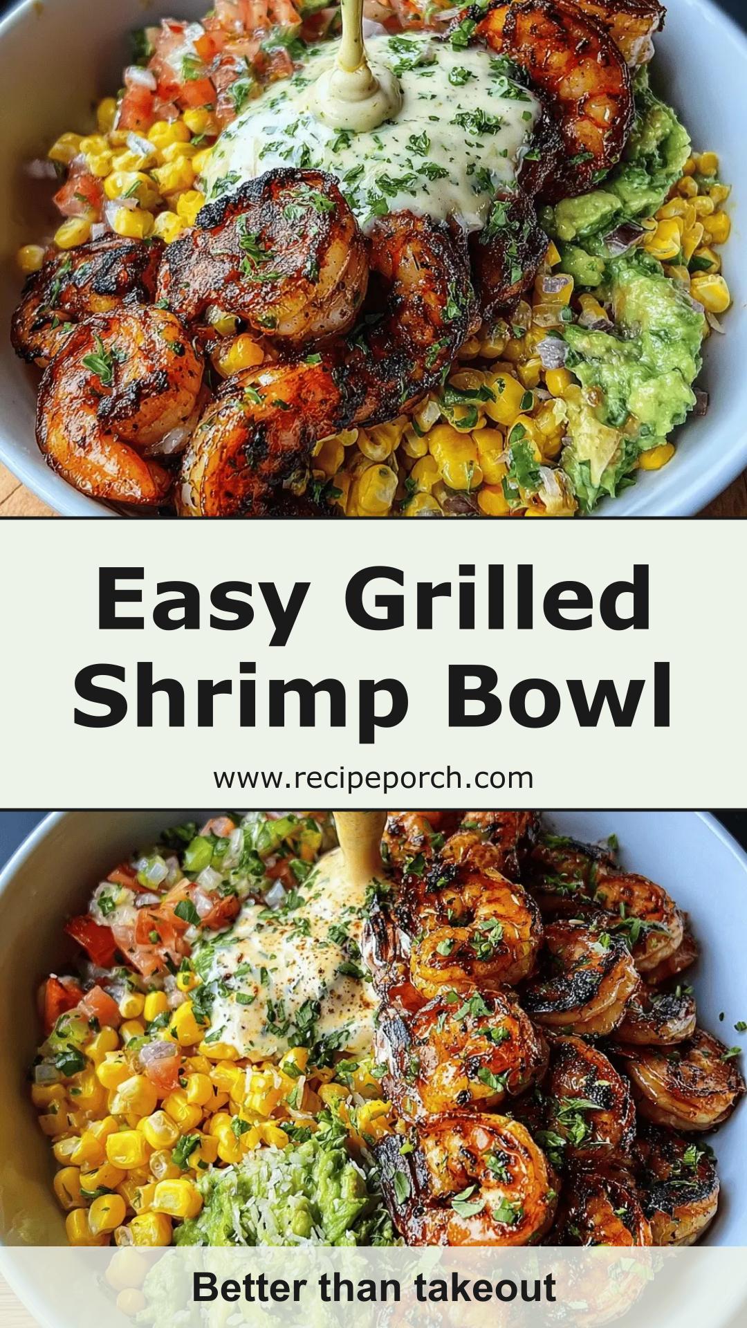 Easy Grilled Shrimp Bowl With Avocado & Corn Salsa — pin 1