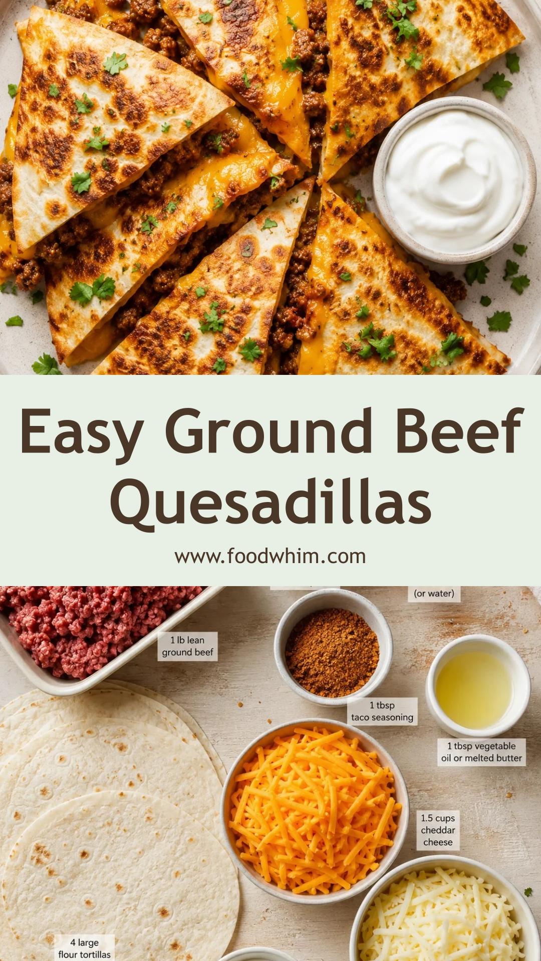 Ground Beef Quesadillas with Crispy Golden-Brown Tortillas — pin 1
