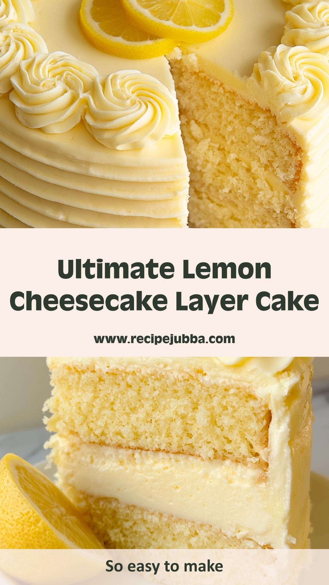 Lemon Cheesecake Layer Cake with Tangy Cream Cheese Frosting — pin 4