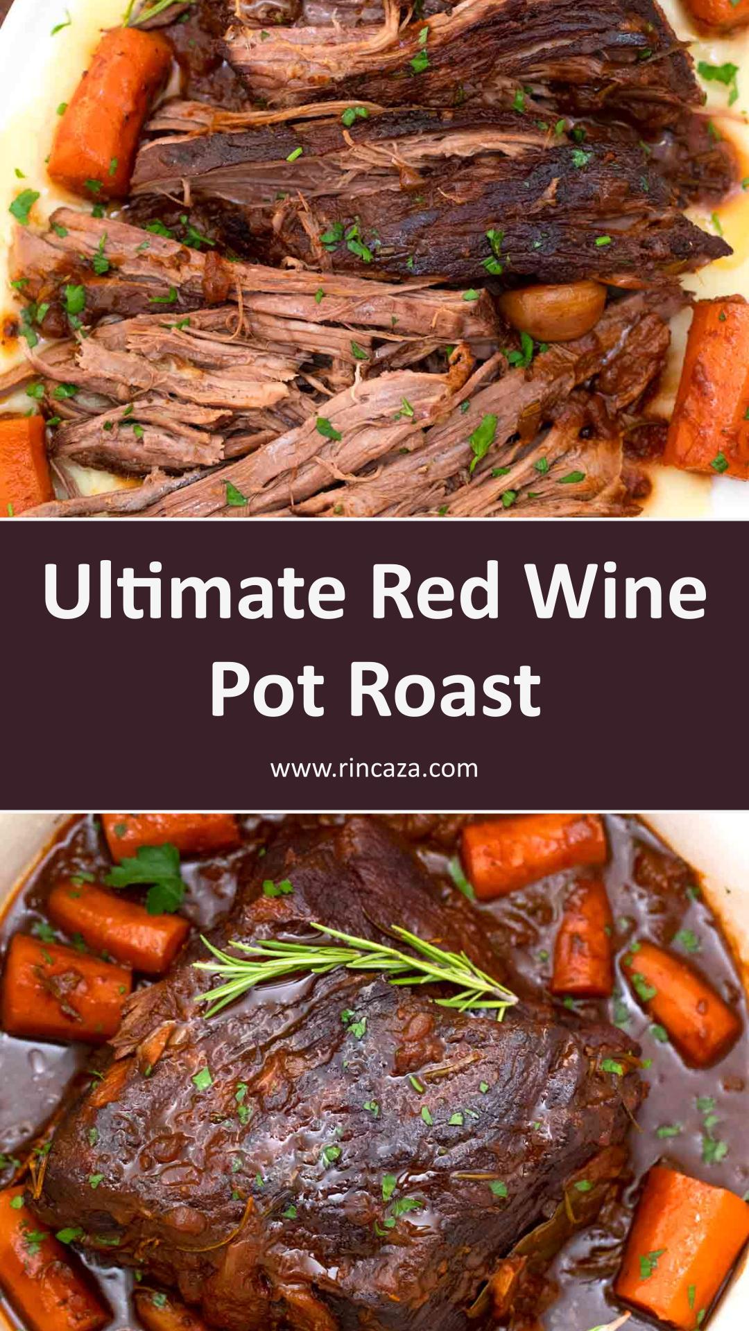 Red Wine Pot Roast with Rich Tangy Gravy and Tender Carrots — pin 1