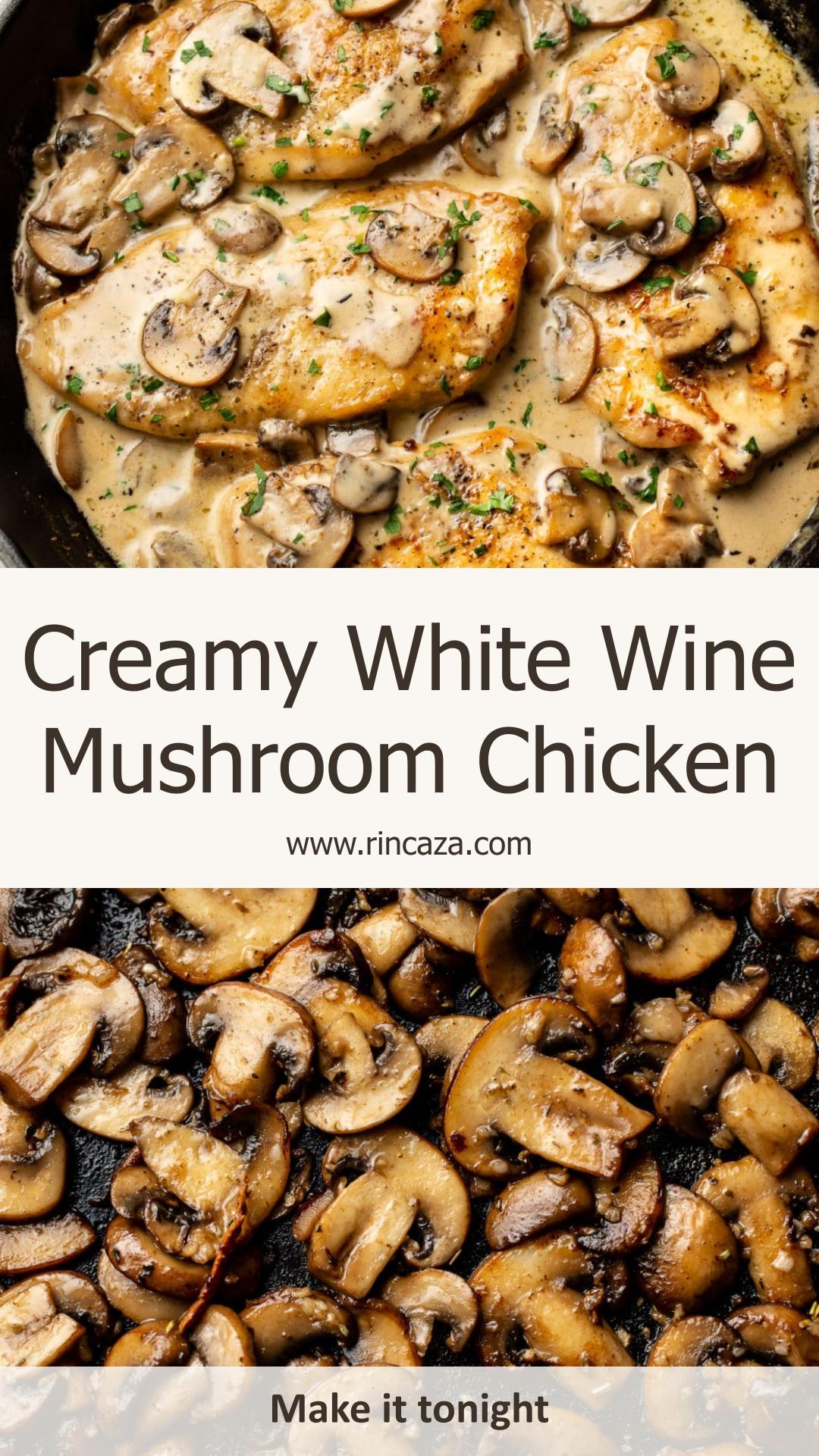 Creamy White Wine Mushroom Chicken with Buttery Pan Sauce — pin 1
