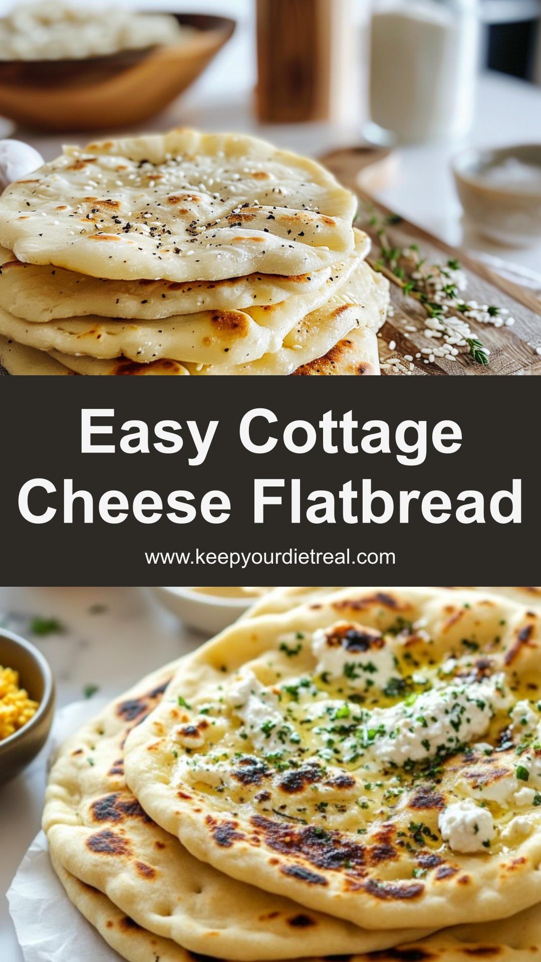 Cottage Cheese Flatbread with Soft Centers and Golden Toasted Spots — pin 1