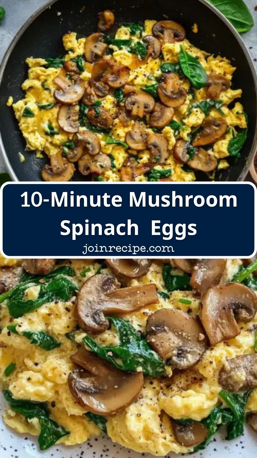 10-Minute Mushroom Spinach Scrambled Eggs: Quick High-Protein Breakfast — pin 1