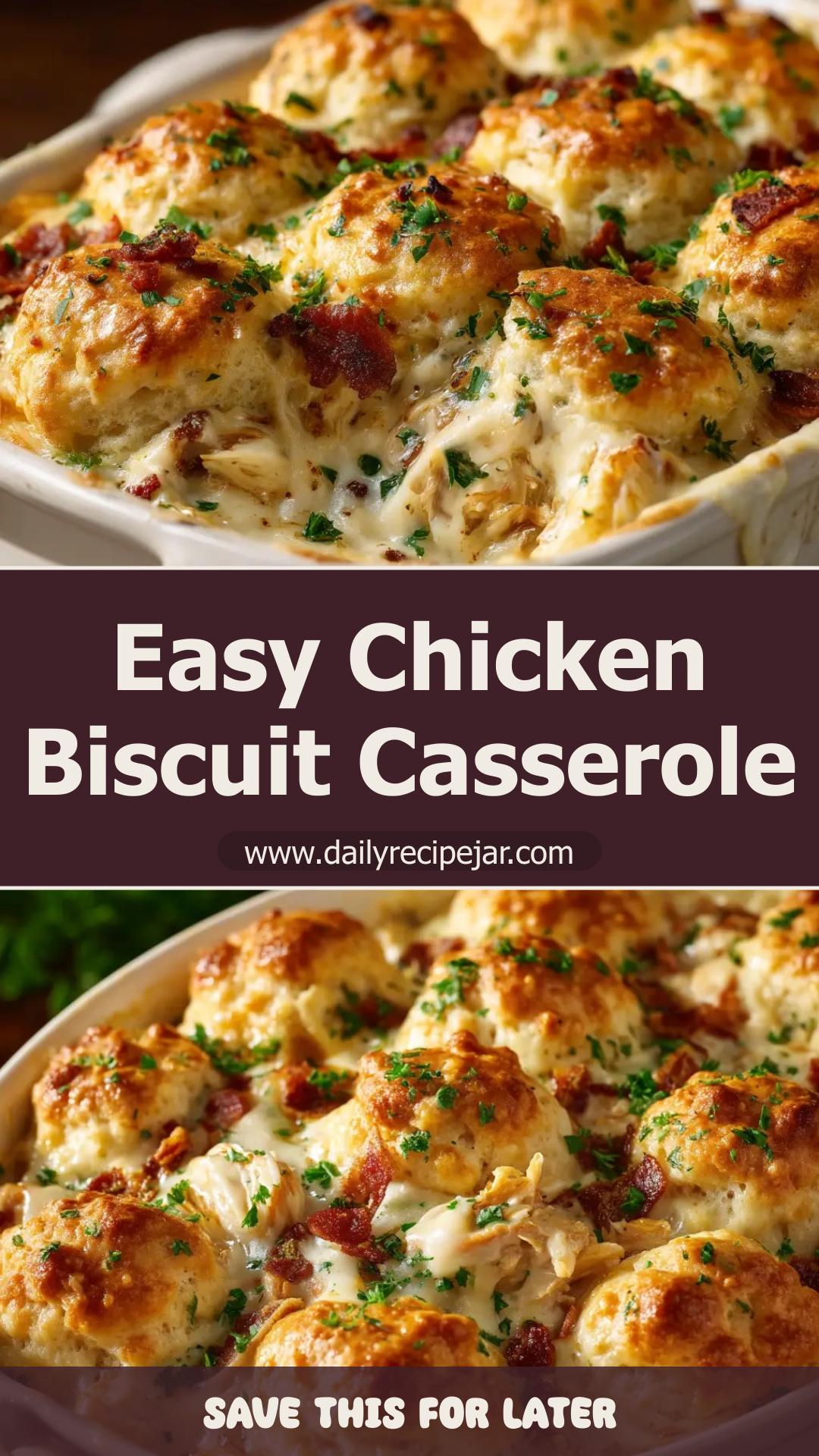 Chicken Biscuit Casserole with Creamy Chicken Filling — pin 2