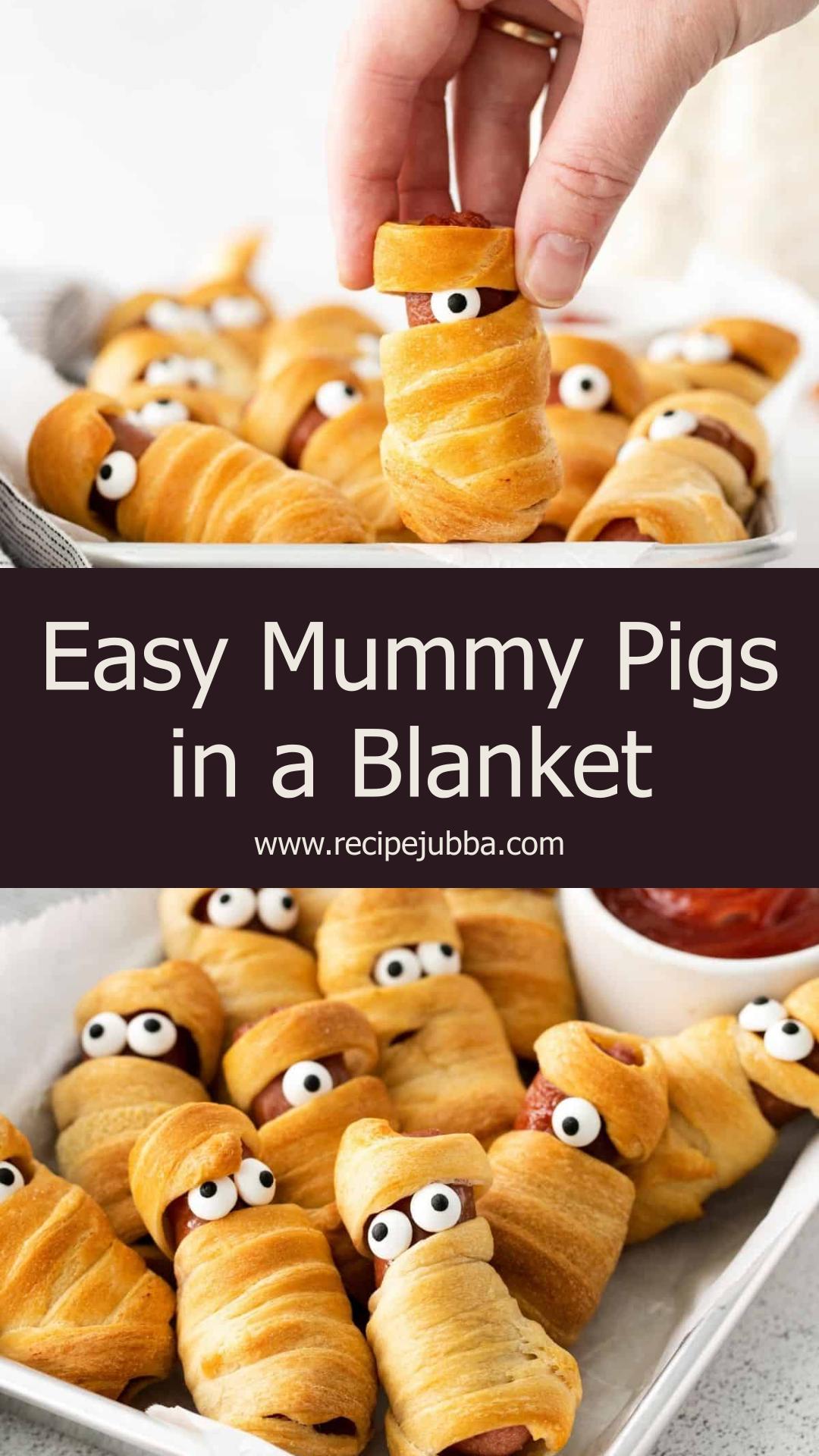 Mummy Pigs in a Blanket with Golden Crescent Roll Wraps — pin 3
