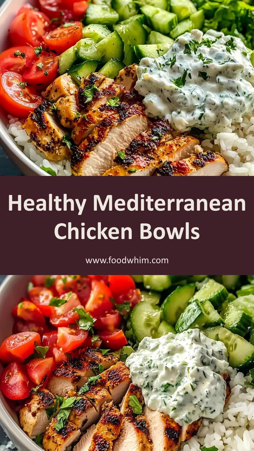 Mediterranean Chicken Bowls with Rice and Creamy Tzatziki — pin 2