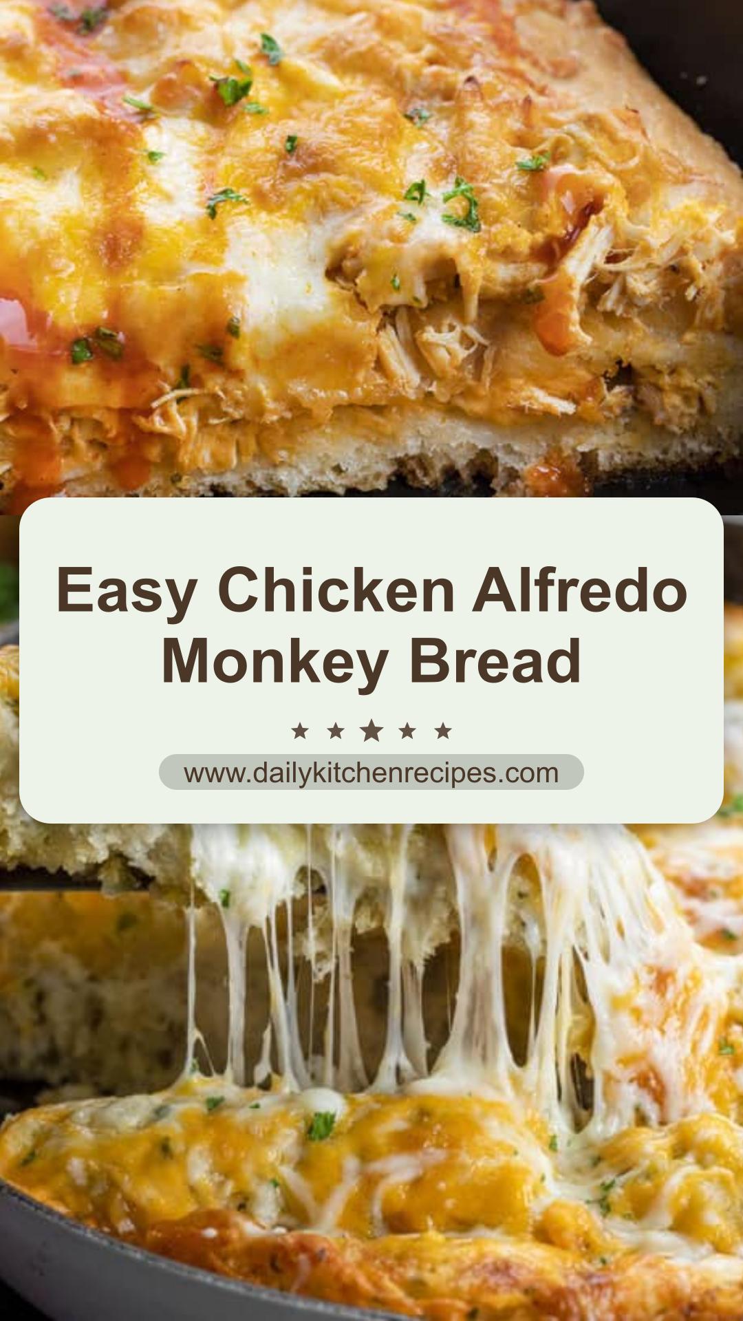 Chicken Alfredo Monkey Bread 30 Minutes Easy Delicious — pin 1
