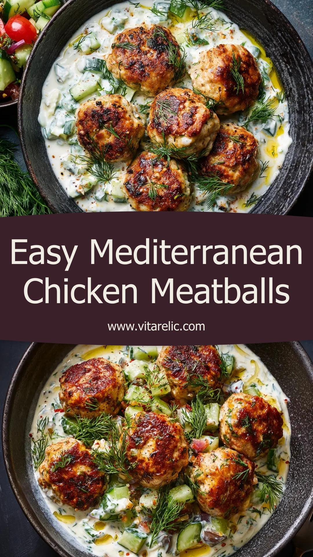 Mediterranean Chicken Meatballs with Feta and Lemon — pin 1