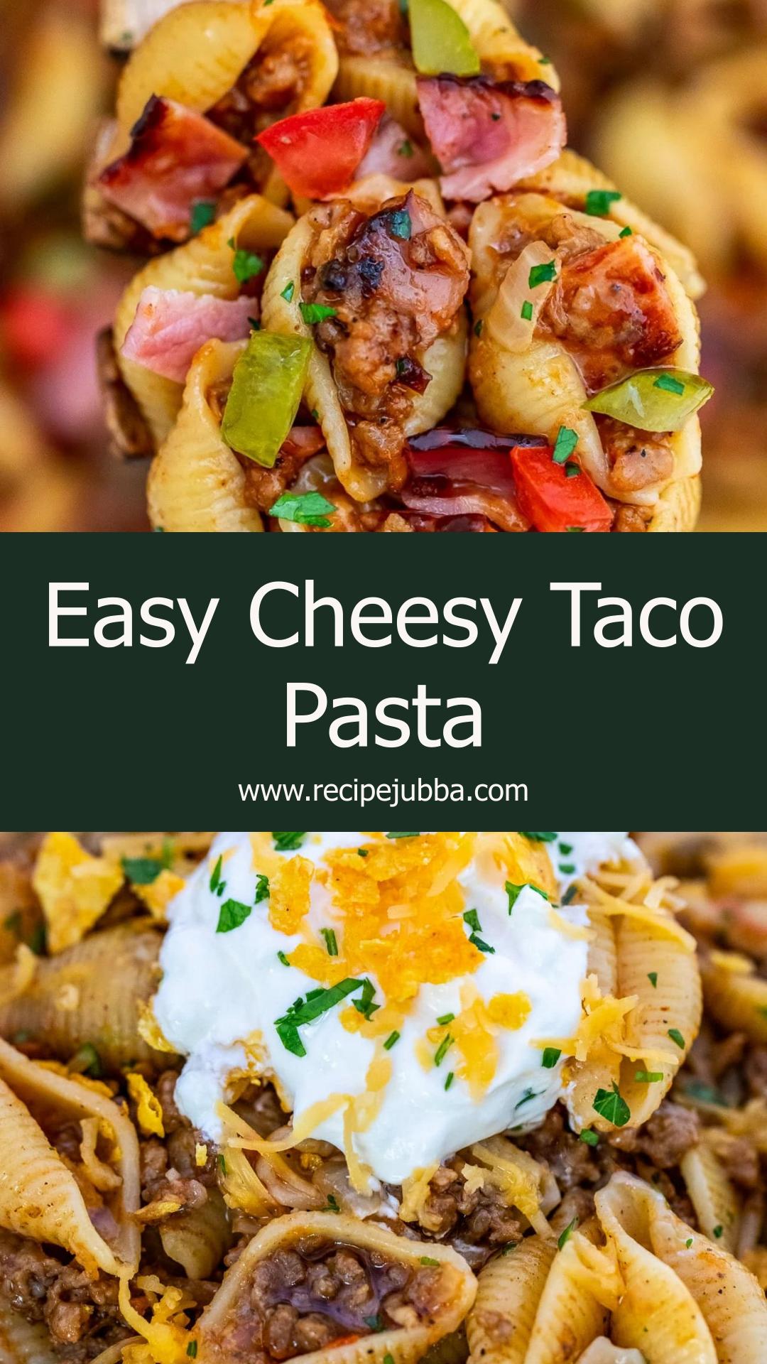 Cheesy Taco Pasta with Seasoned Beef and Salsa — pin 2