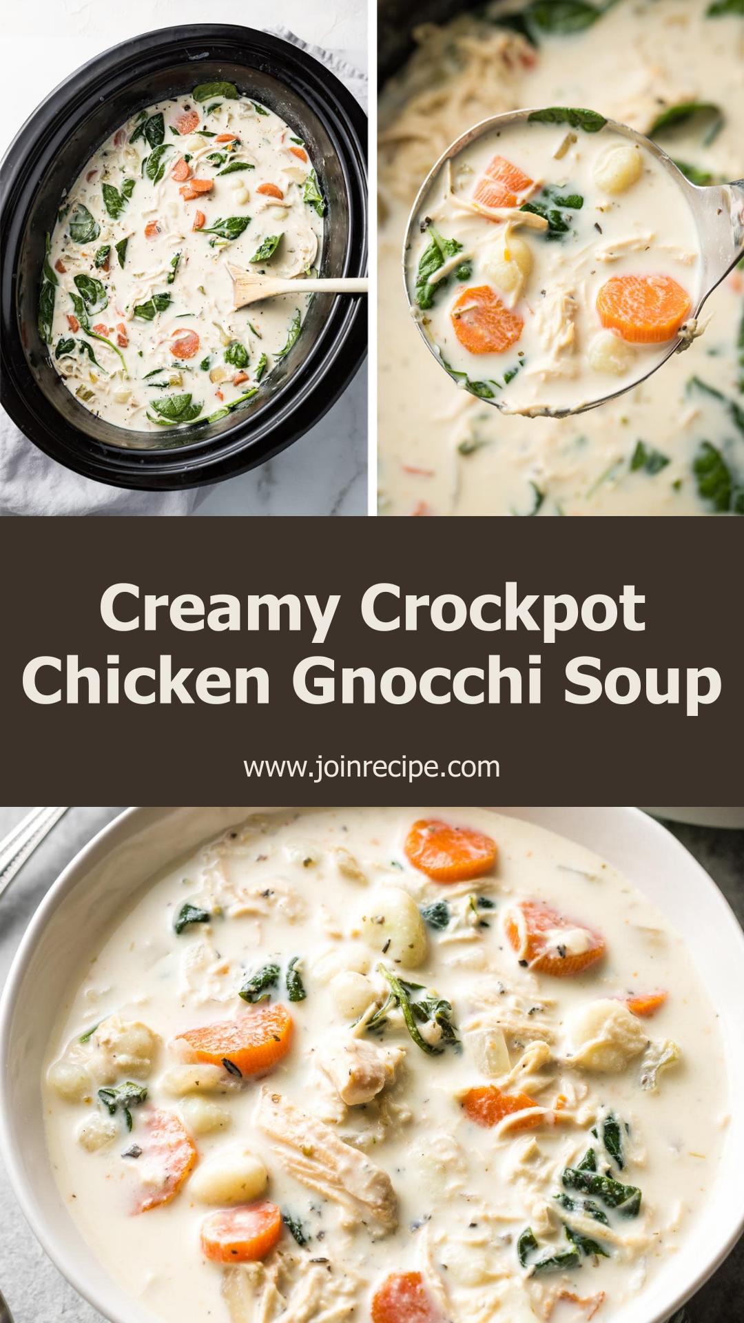 Creamy Crockpot Chicken Gnocchi Soup: Easy Comfort Food for Busy Nights — pin 1