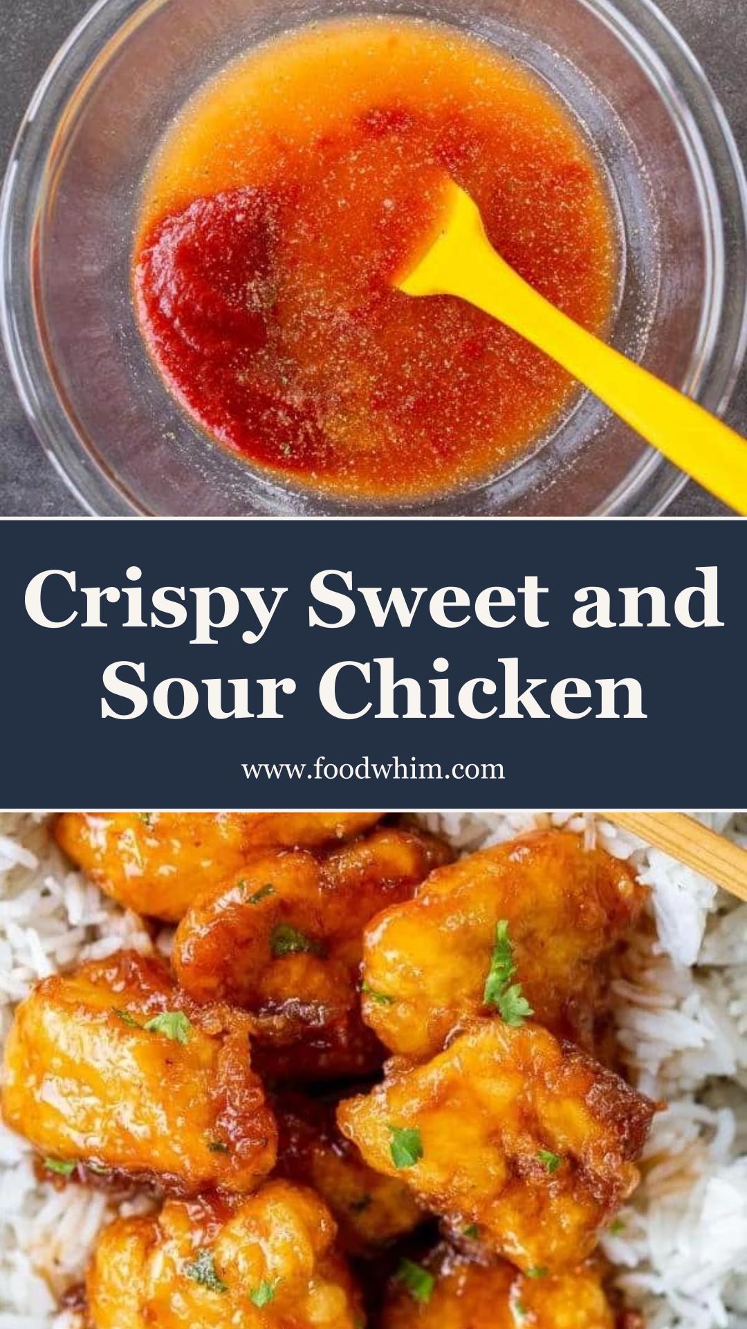 Sweet and Sour Chicken with Sticky Tangy Sauce and Crackly Cornstarch Crust — pin 2