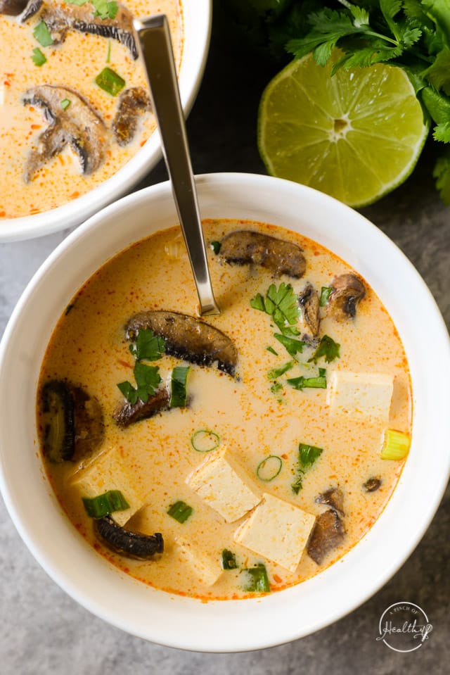 Thai Coconut Soup with Tofu, Mushrooms, and Lime