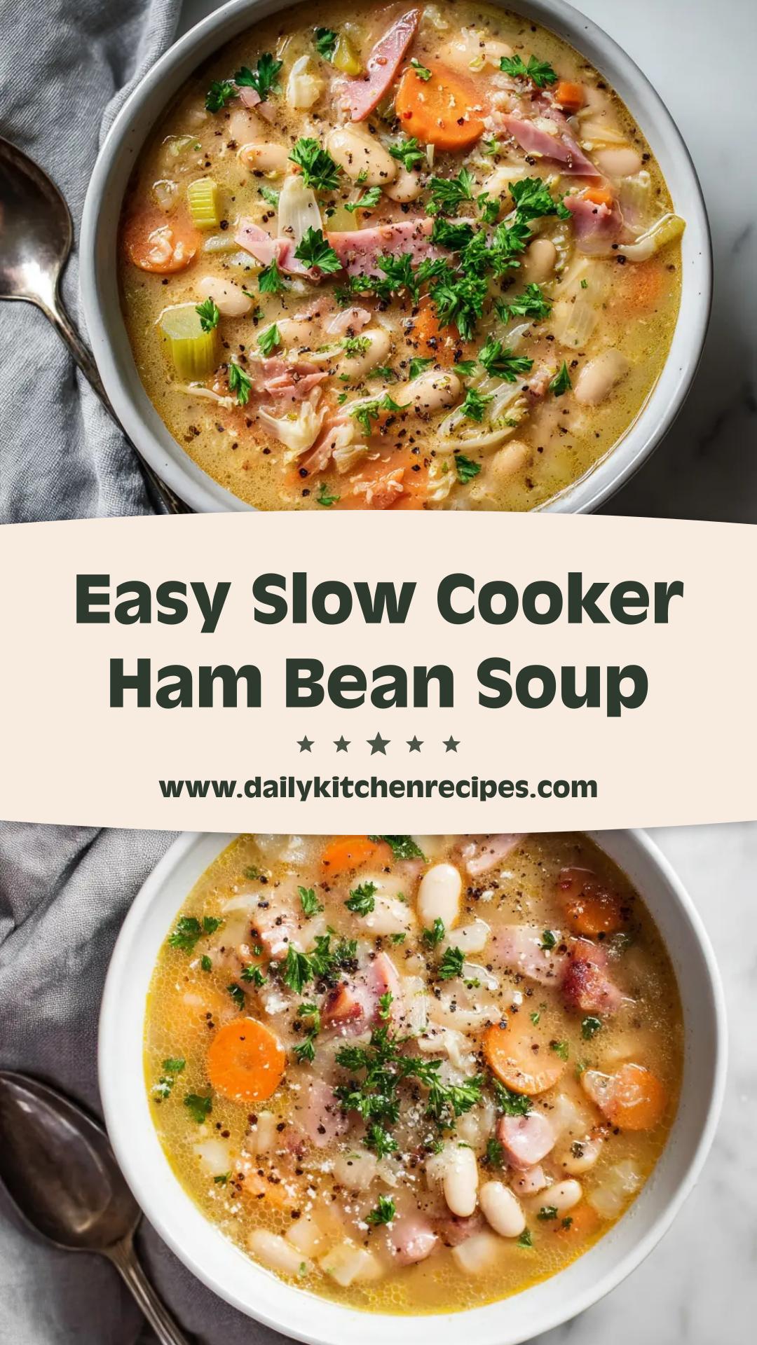 Slow Cooker Ham and Bean Soup with Navy Beans and Ham — pin 2