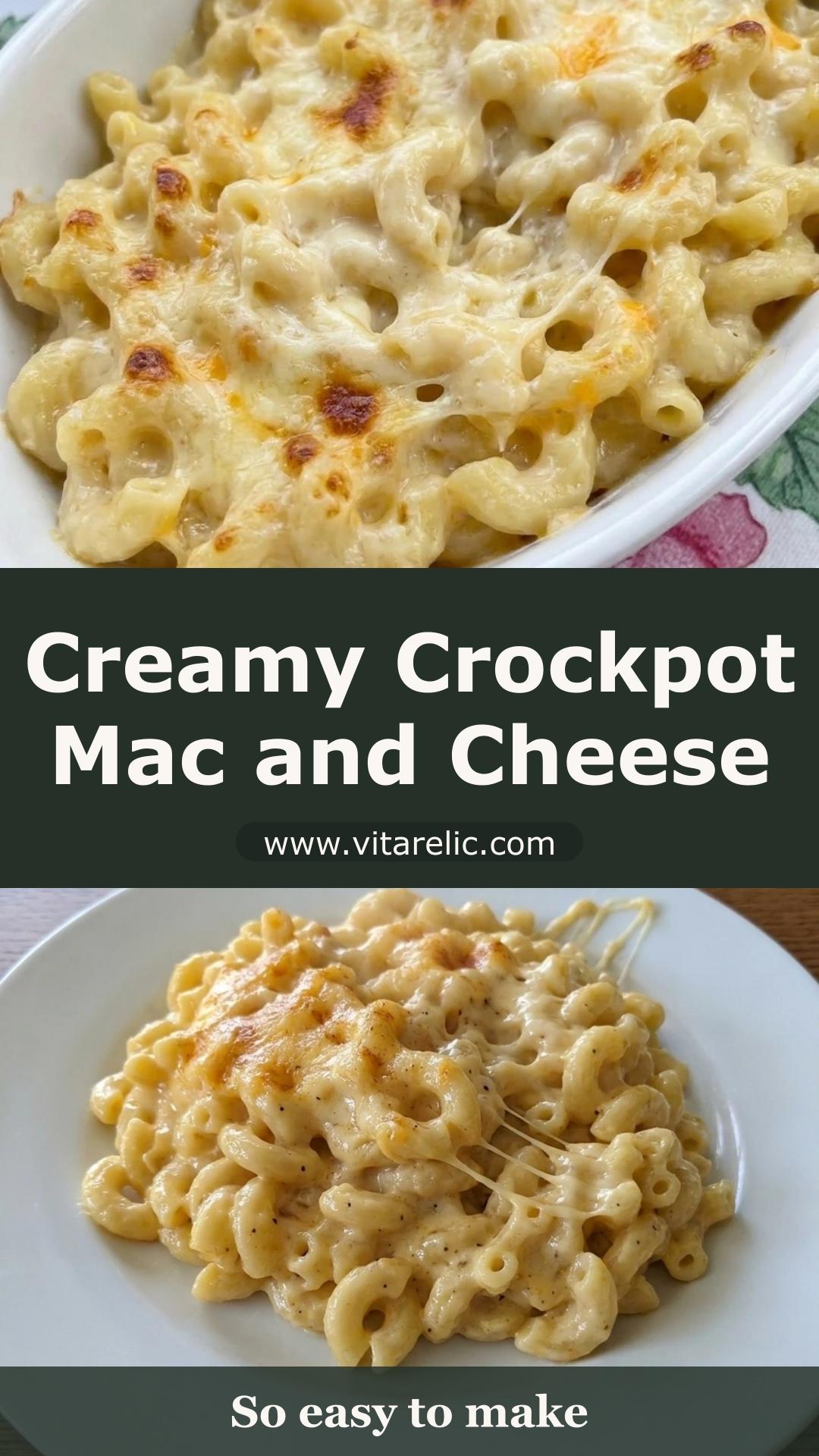 Crockpot Mac and Cheese with Tender Pasta and Three Cheeses — pin 2
