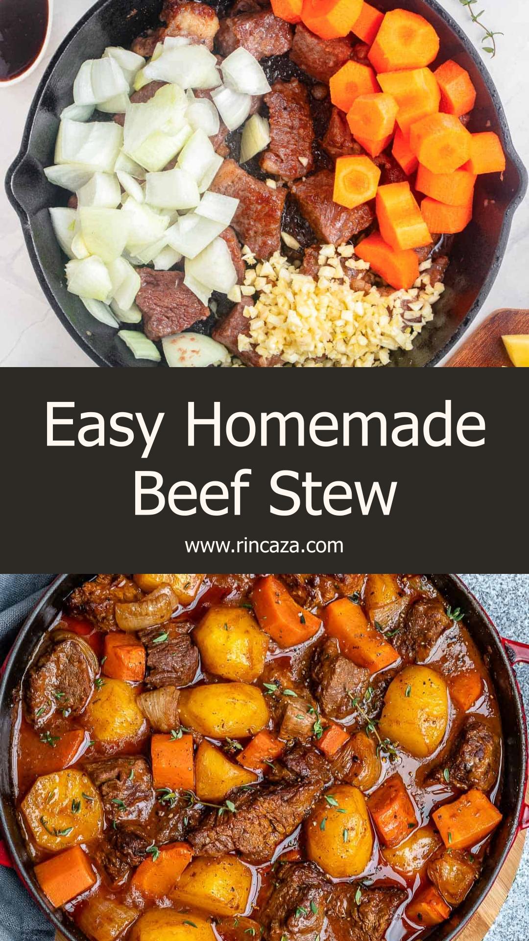 Easy Homemade Beef Stew with Tender Chuck Roast and Savory Sauce — pin 1