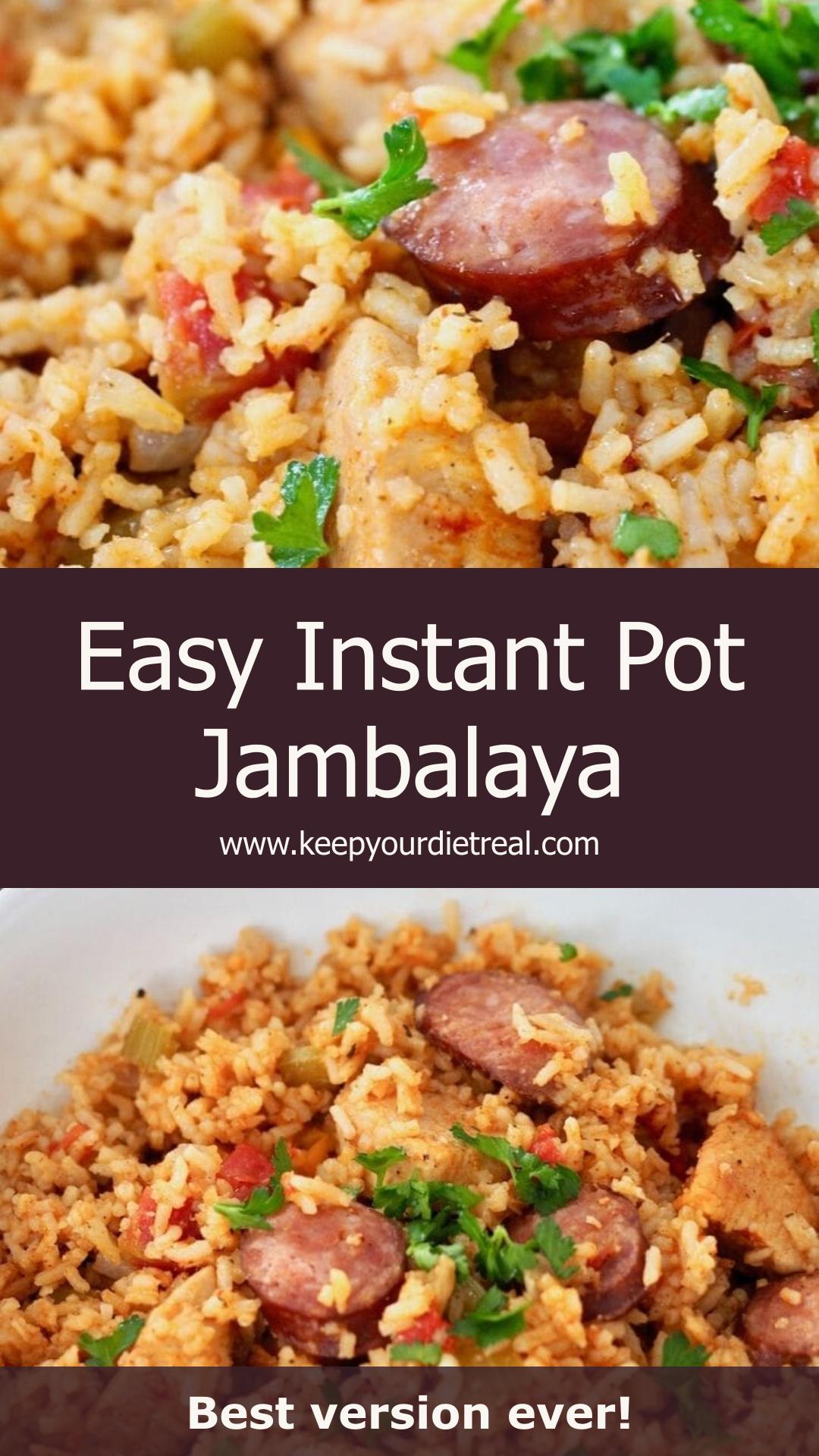 Instant Pot Jambalaya with Smoky Sausage, Chicken, and Fire-Roasted Tomatoes — pin 1