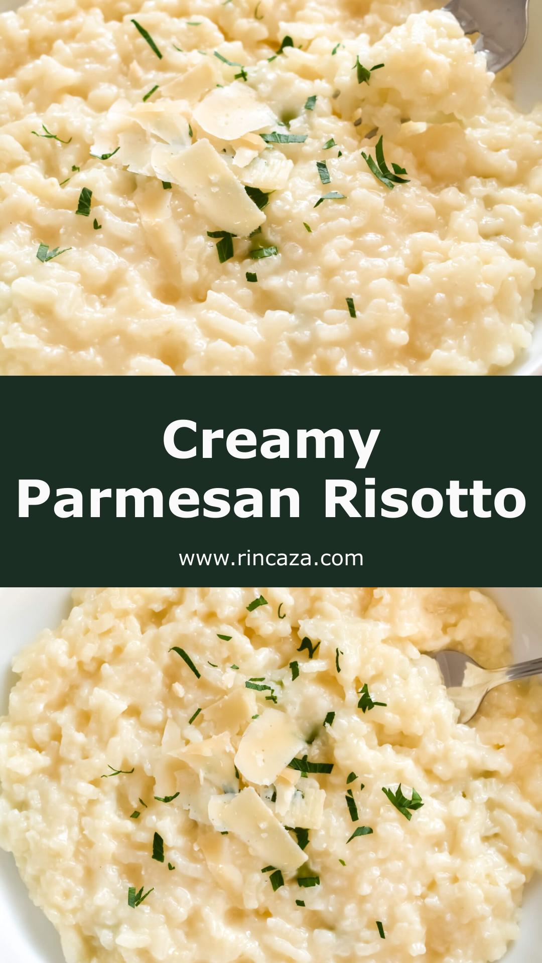 Parmesan Risotto With Creamy Arborio Rice and Grated Parmesan — pin 1