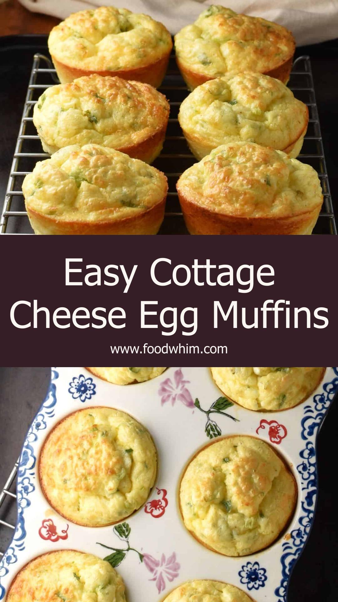Fluffy Cottage Cheese Egg Muffins with Cheddar and Scallions — pin 1