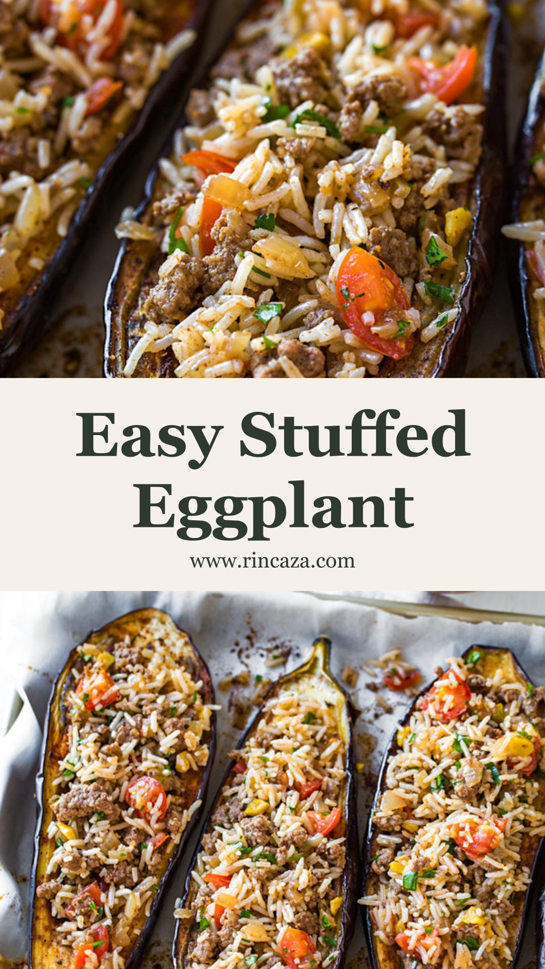 Stuffed Eggplant with Warm-Spiced Beef and Garlic Tahini Sauce — pin 1