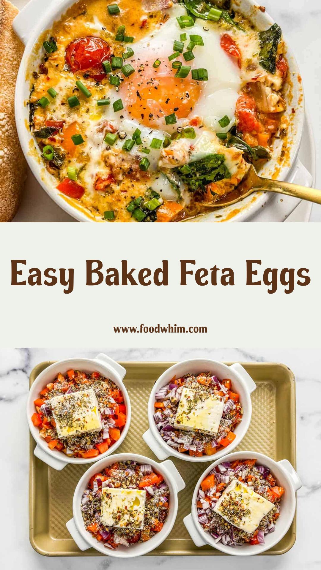 Baked Feta Eggs with Burst Tomatoes and Spinach — pin 2