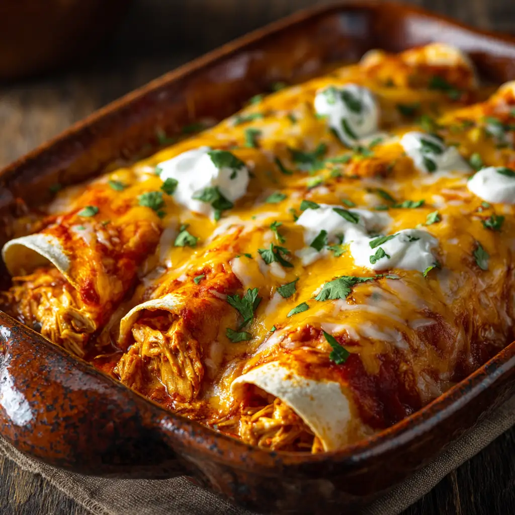 High Protein Chicken Enchiladas with Greek Yogurt and Red Sauce