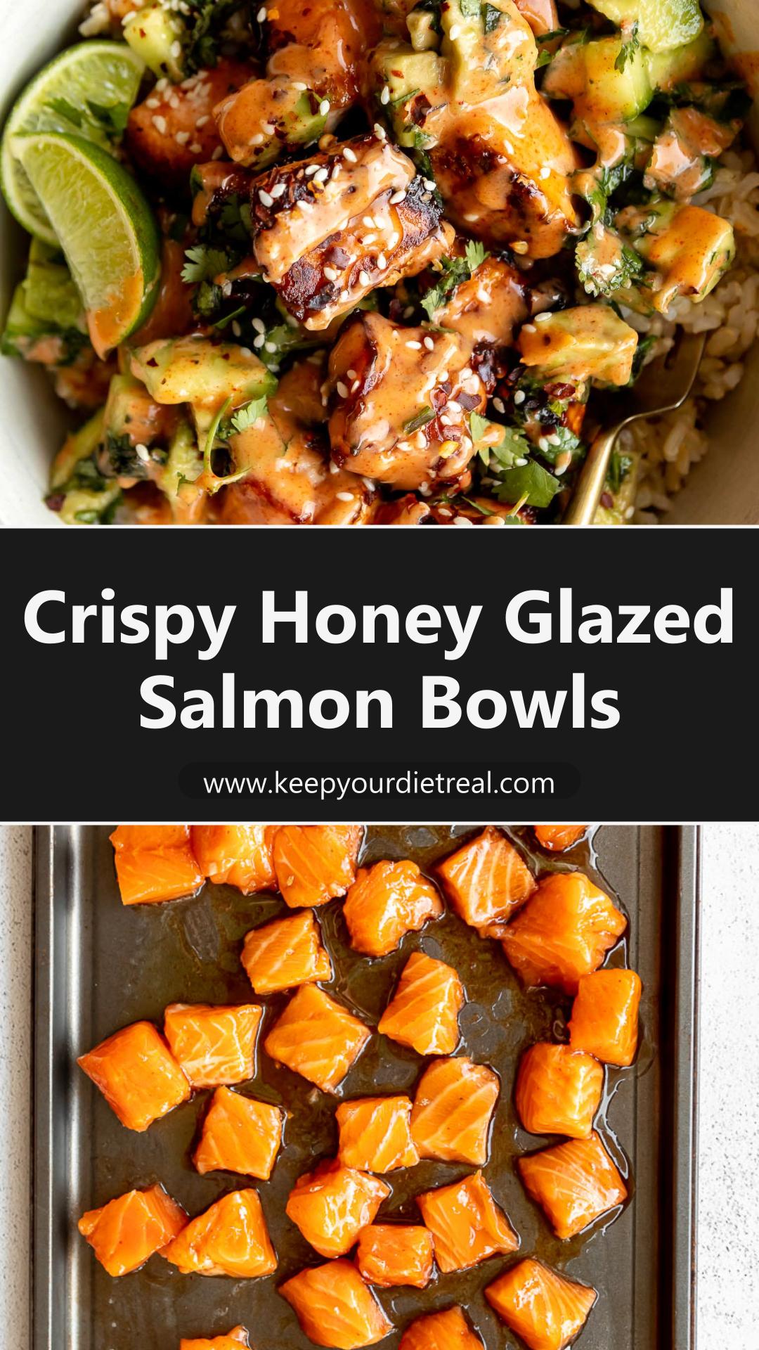 Honey Glazed Salmon Bowls with Crisp Salmon and Paprika Mayo — pin 2