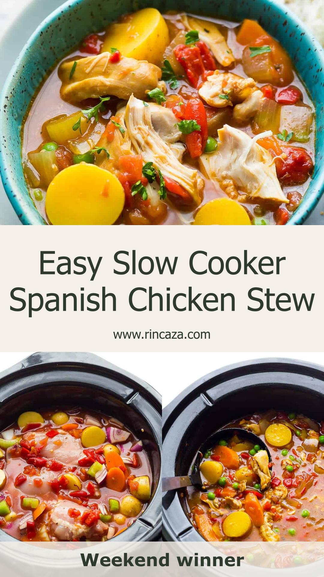 Slow Cooker Spanish Chicken Stew with Saffron and Smoked Paprika — pin 1