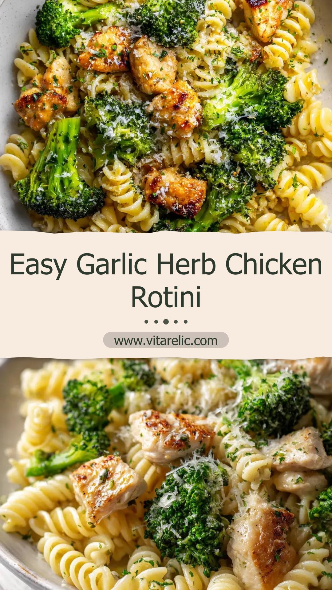 Garlic Herb Chicken and Broccoli Rotini with Parmesan — pin 2