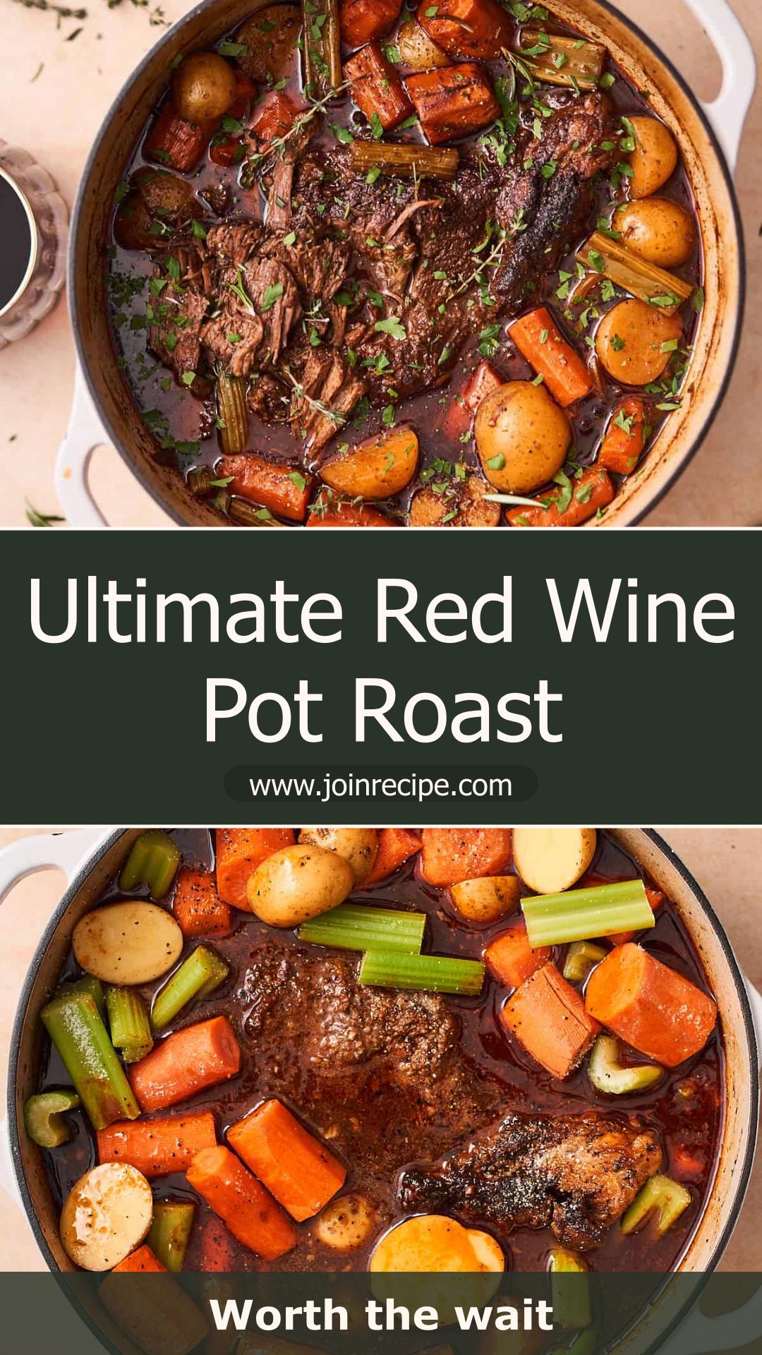 Dutch Oven Red Wine Pot Roast with Fork-Tender Beef and Root Vegetables — pin 2