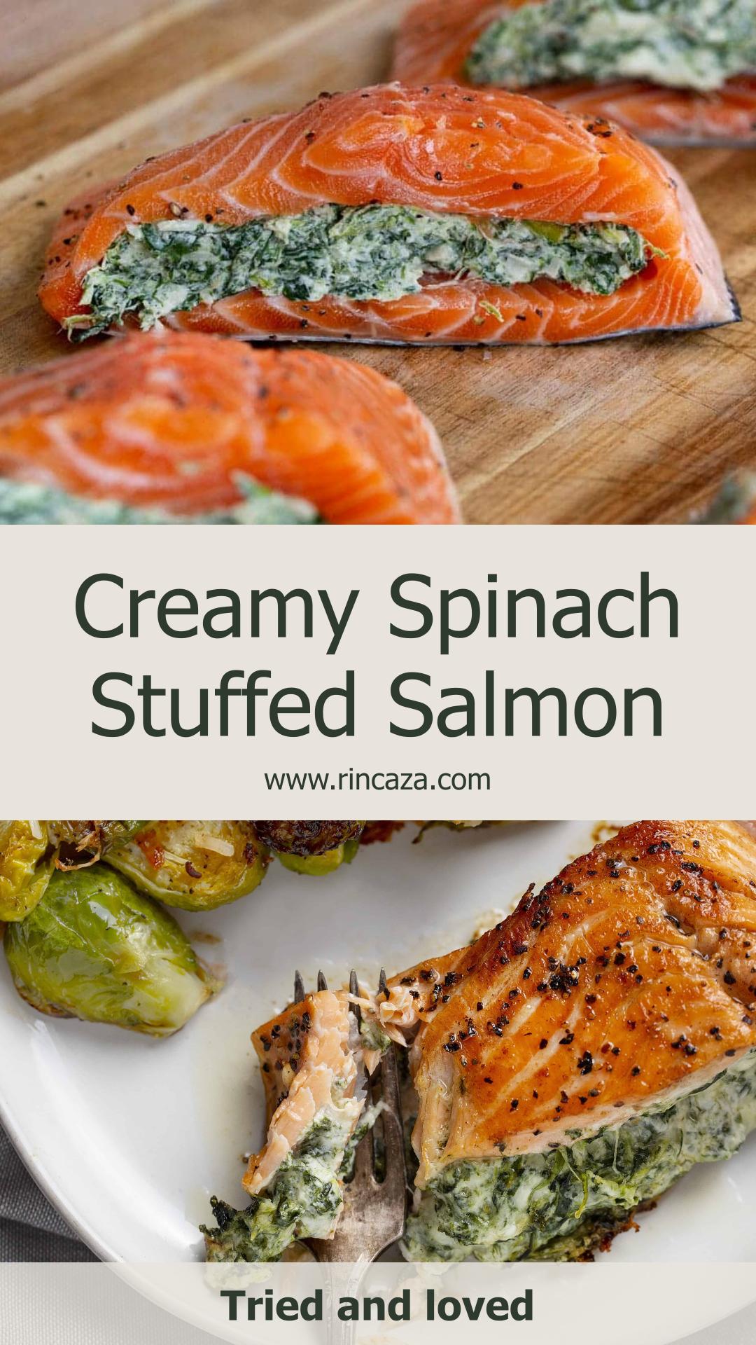 Spinach Stuffed Salmon With Creamy Three-Cheese Filling — pin 2