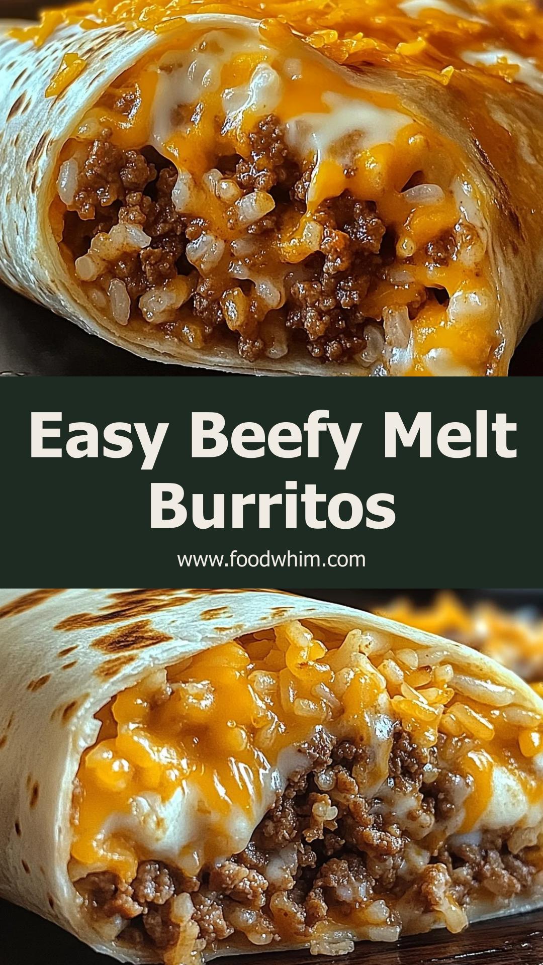 Beefy Melt Burritos with Seasoned Beef, Rice, and Nacho Cheese — pin 1
