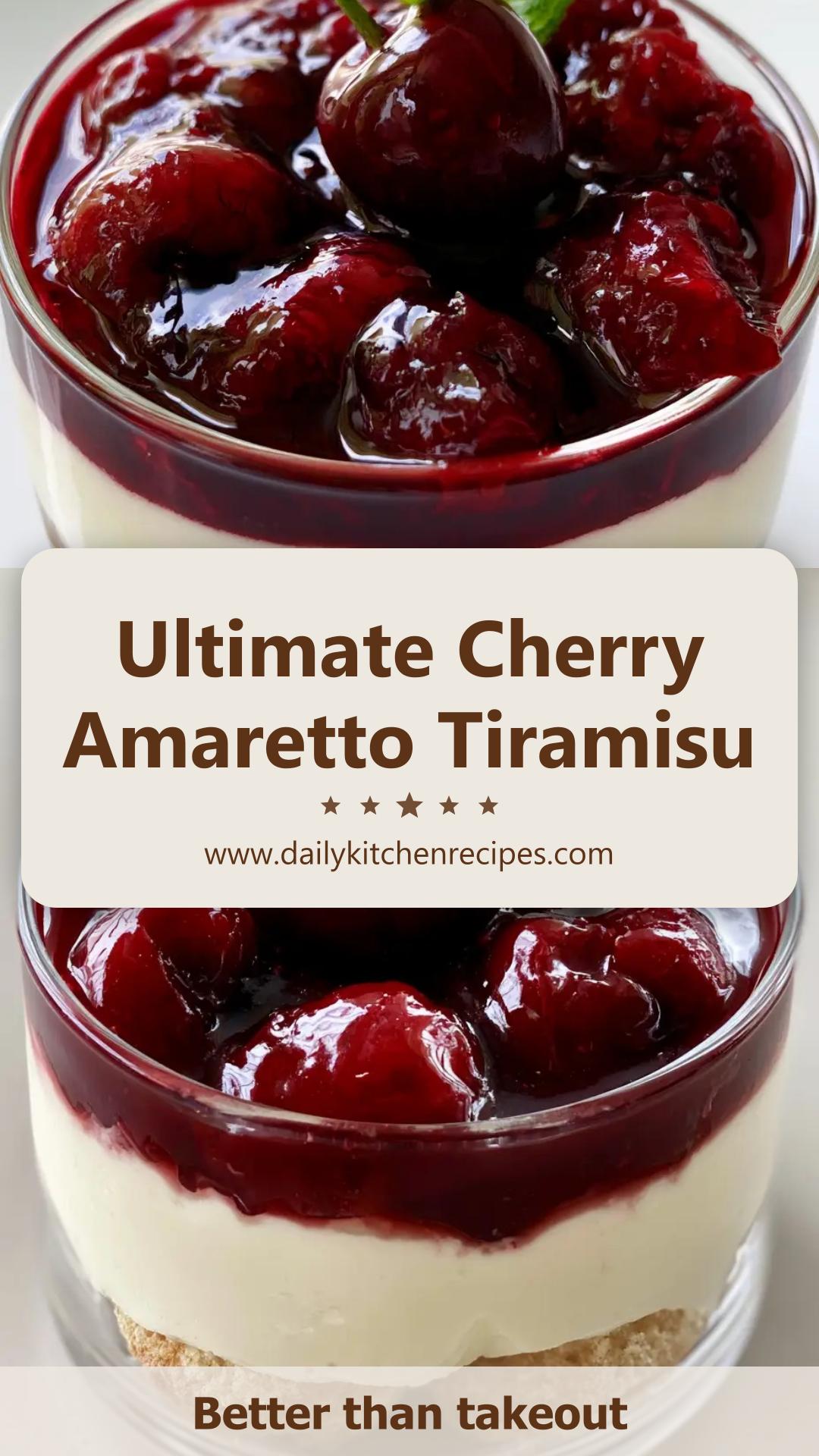 Cherry Amaretto Tiramisu with Espresso and Cherry Compote — pin 2
