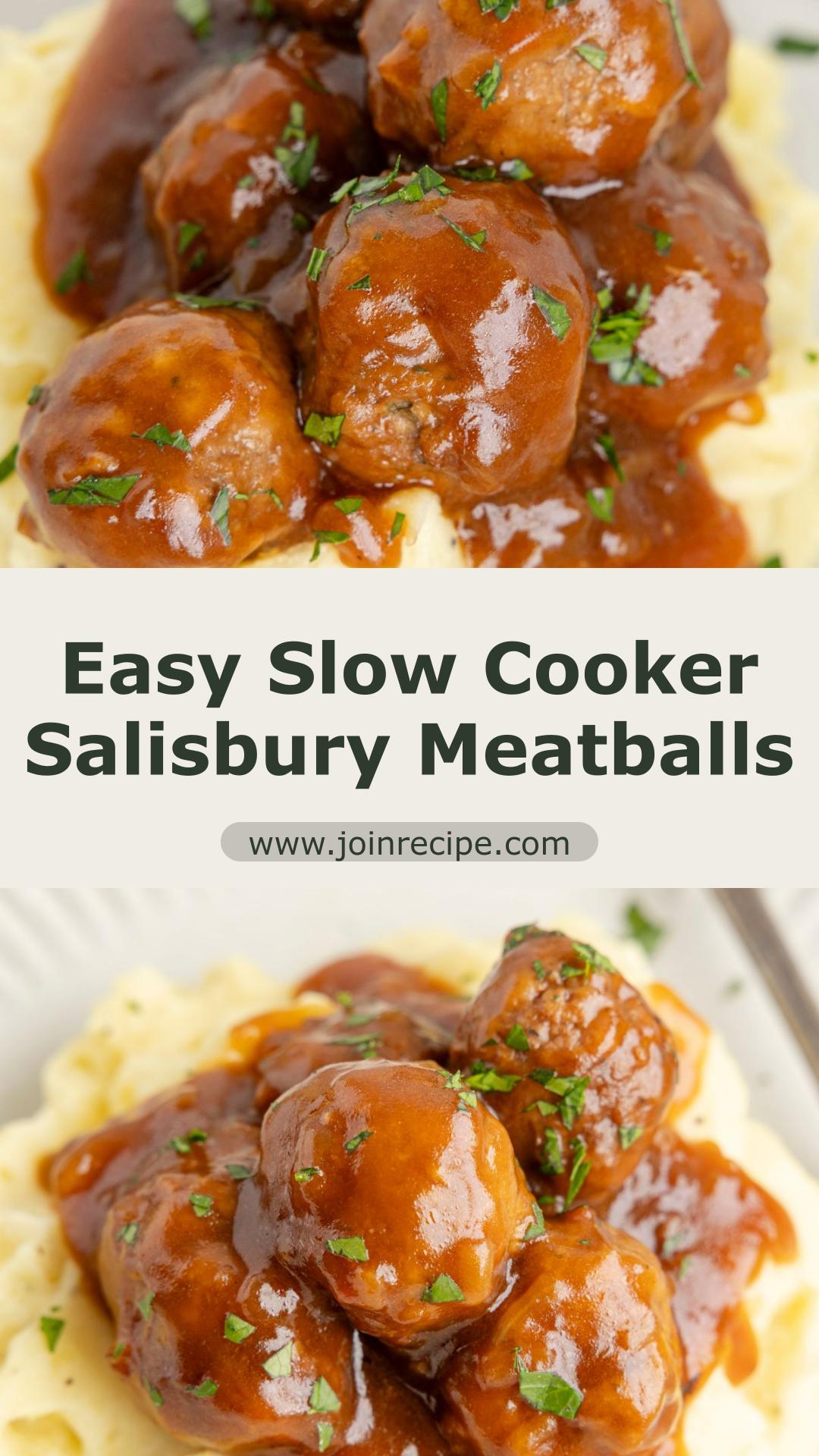 Slow Cooker Salisbury Steak Meatballs with Rich Brown Gravy — pin 3