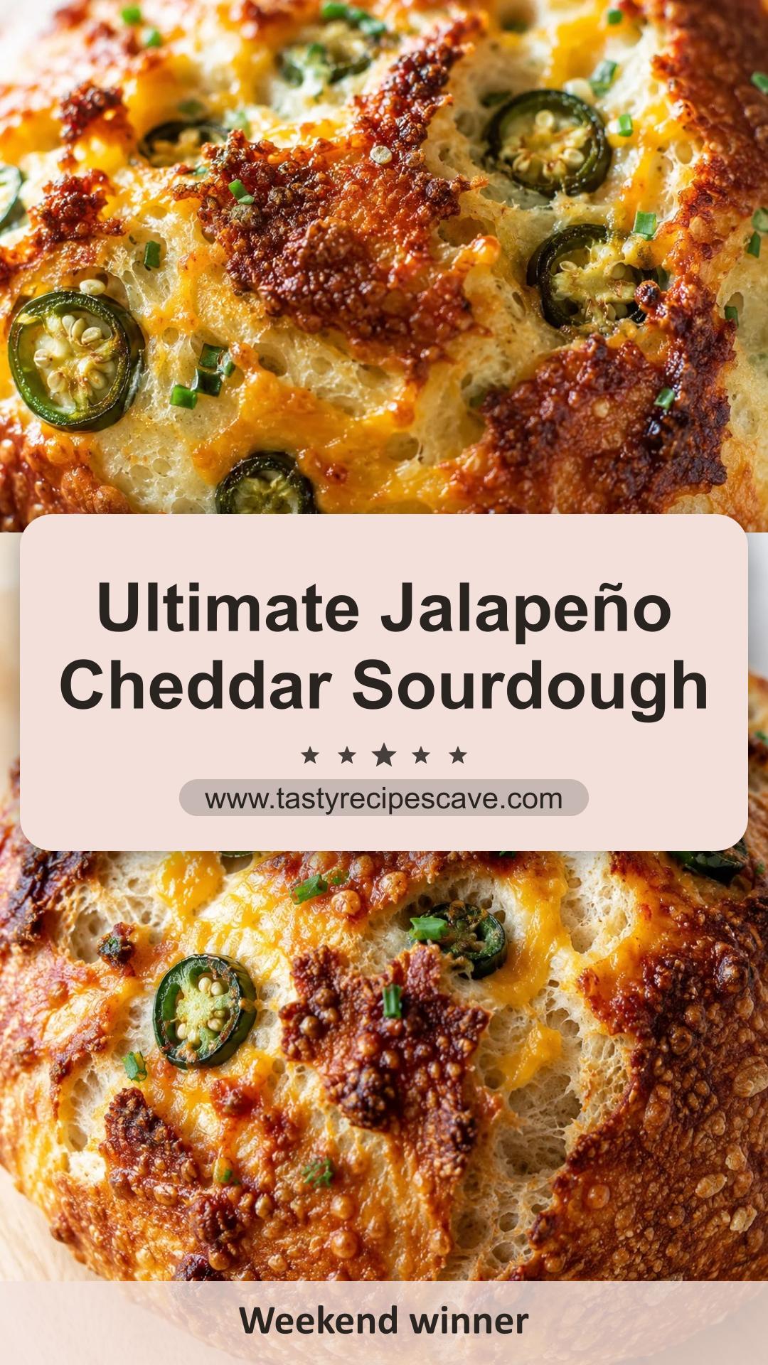 Jalapeño Cheddar Sourdough Bread with Spicy Cheesy Crust — pin 1