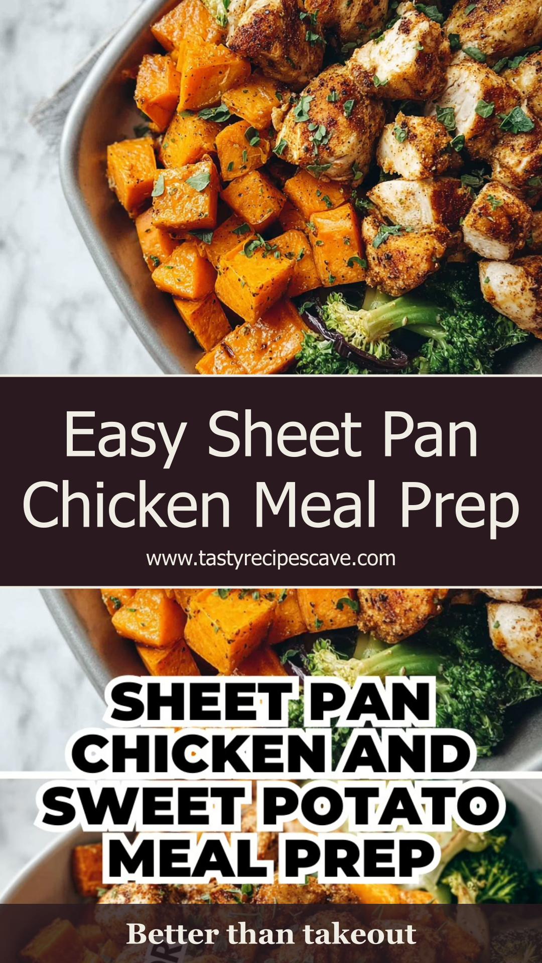 Sheet Pan Chicken and Sweet Potato Meal Prep with Roasted Broccoli — pin 2