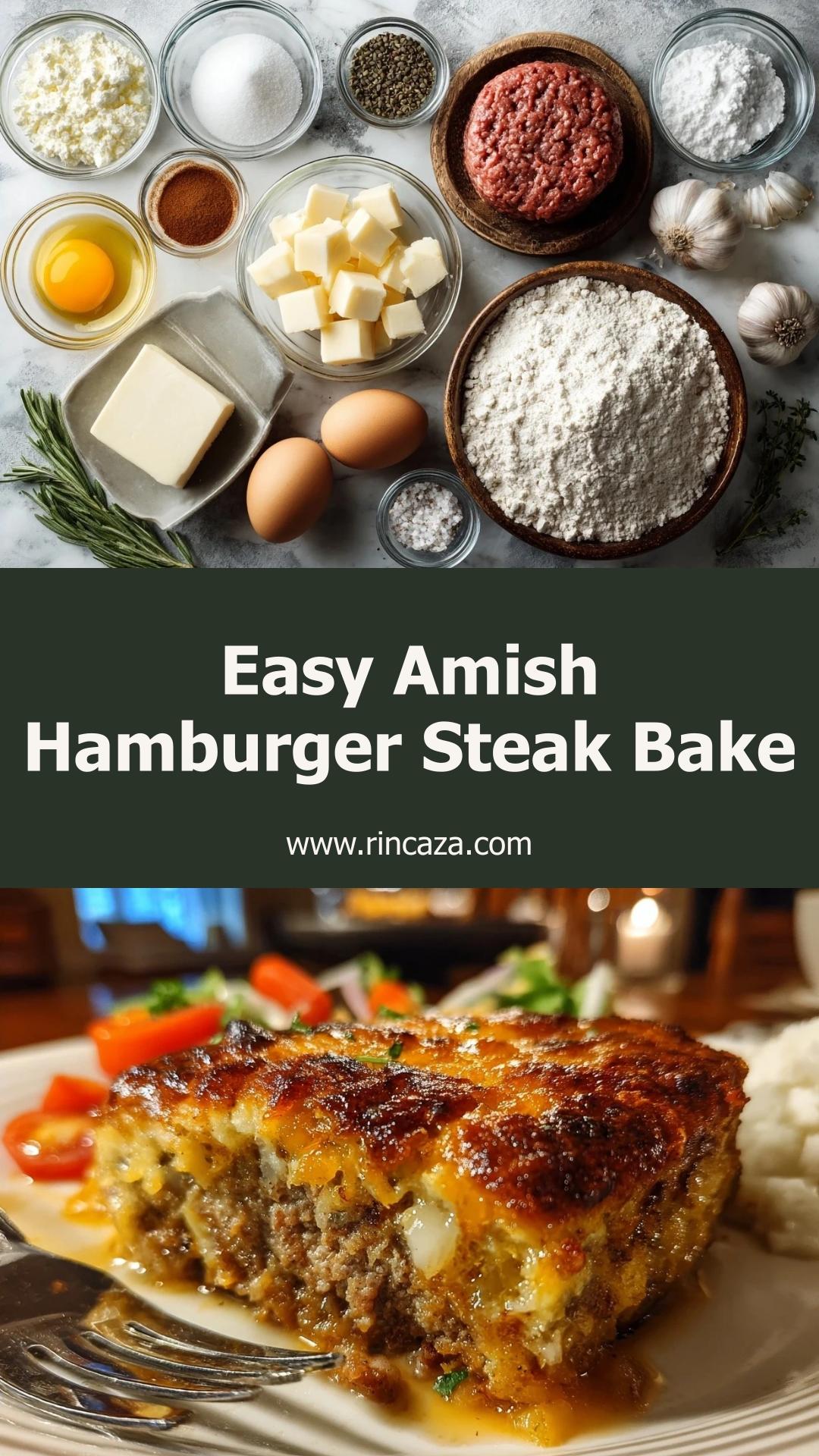 Amish Hamburger Steak Bake with Creamy Beef Broth Sauce — pin 2
