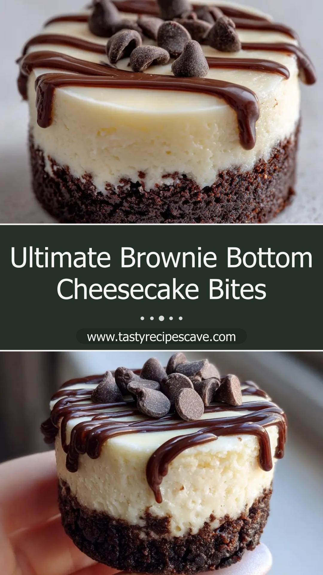 Brownie Bottom Cheesecake Bites with Dark Chocolate Ganache — pin 2