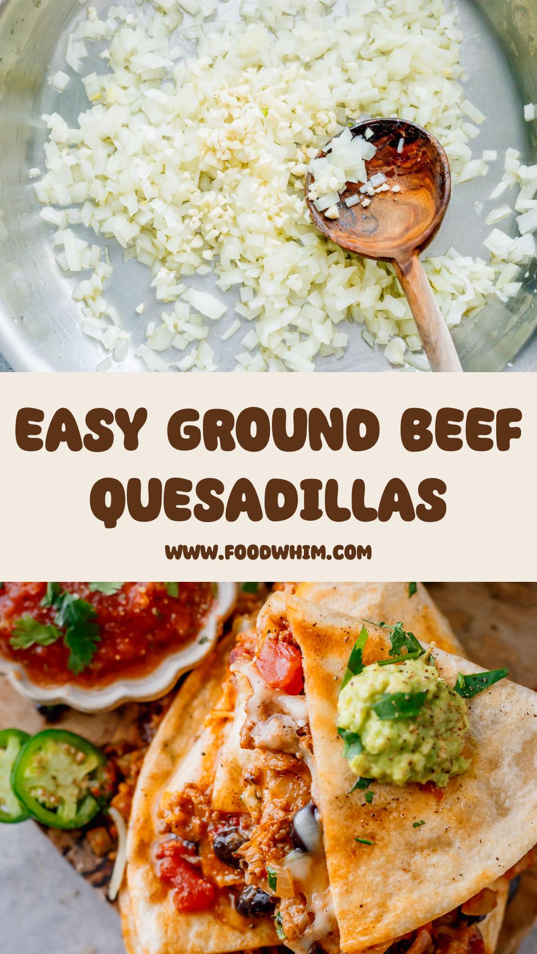 Ground Beef Quesadillas with Black Beans and Two Cheeses — pin 1