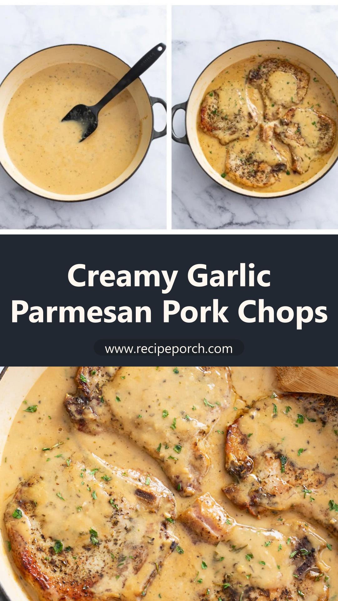 Garlic Parmesan Pork Chops with White Wine Cream Sauce — pin 1