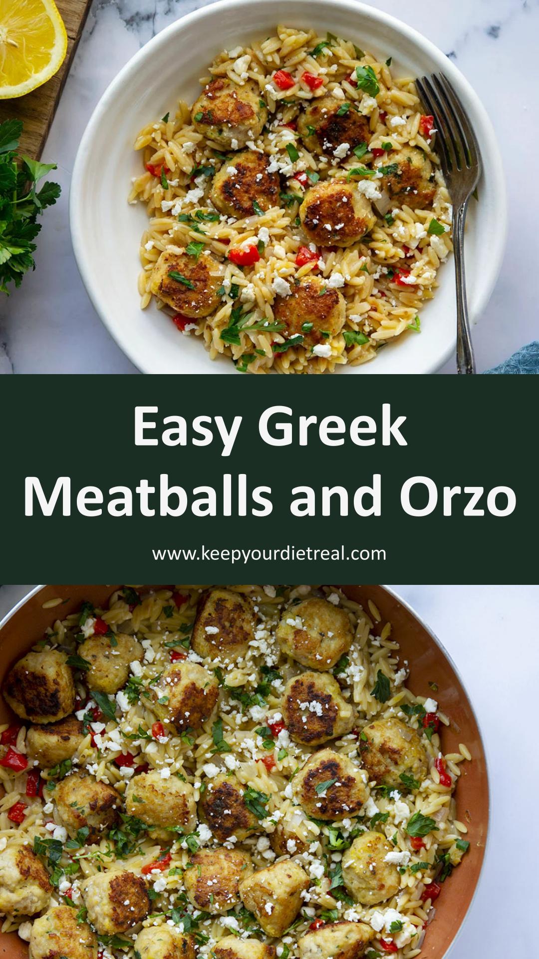 One-Pot Greek Meatballs and Orzo with Feta and Lemon — pin 2